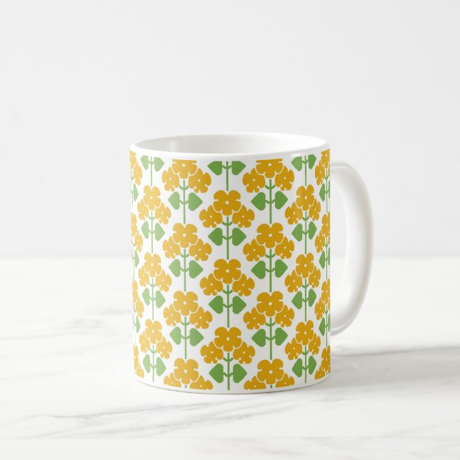 Arts et artisanat jaunes Primroses Mug de café (Devant droit)