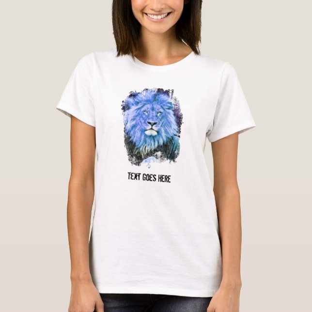 *~* Artsy AP23 Blue Artitic LION peinture T-shirt (Devant)