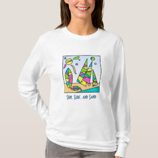 Artsy Beach Motif T-shirt à long-feutre