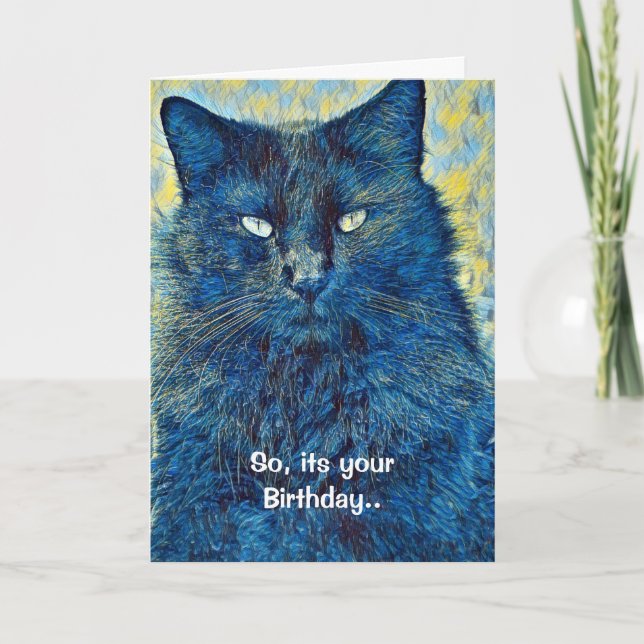 Artsy Cat Pun Carte de voeux Anniversaire (Devant)