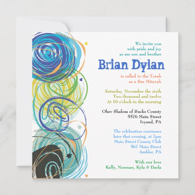 ARTSY FARTSY Bar Bat mitzvah Invitation (Devant)