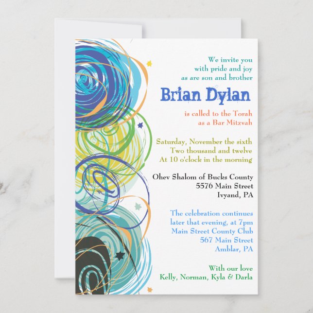 ARTSY FARTSY Bar Bat mitzvah Invitation (Devant)