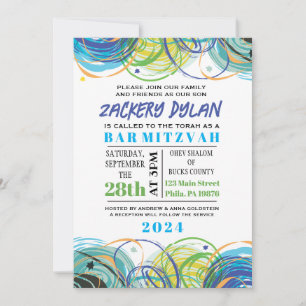 ARTSY FARTSY Bar Bat mitzvah Invitation Card