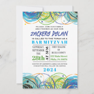 ARTSY FARTSY Bar Bat mitzvah Invitation Card