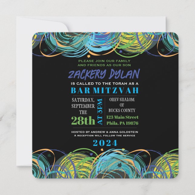 ARTSY FARTSY Bar Bat mitzvah Invitation Card (Devant)