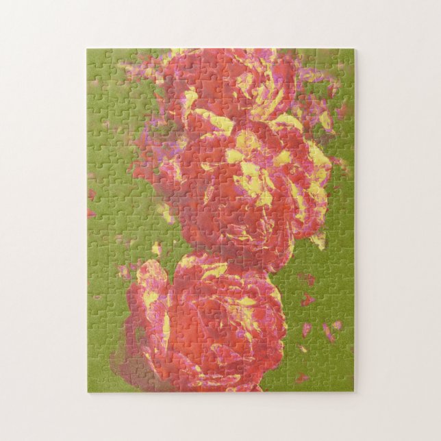 Artsy Rose Abstrait Art rose Jaune Puzzle (Vertical)