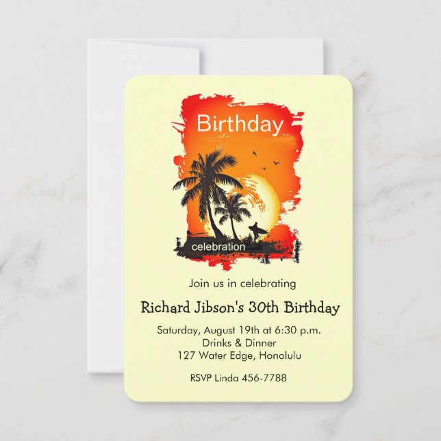 Artsy Tropical Beach Sunset Party Invitation (Devant)