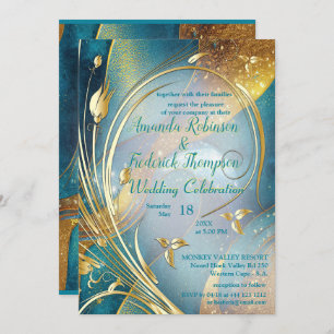Arty Gold Fleur abstraite Invitation