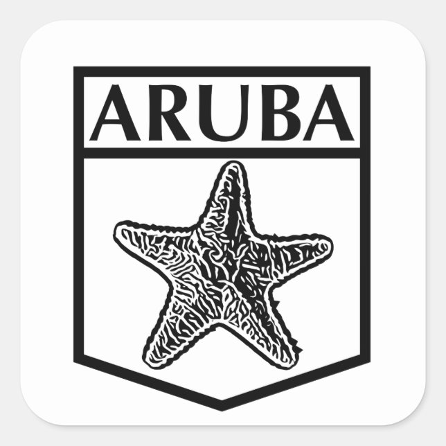 Aruba Island Design - Stickers Carrés, Glossy, Lar (Devant)