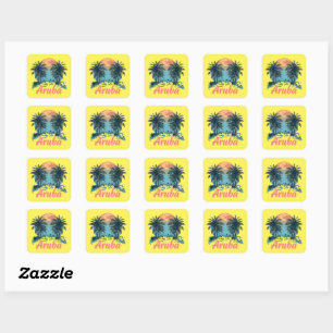 Aruba Island Design (Version 2) - Stickers Carrés