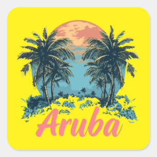 Aruba Island Design (Version 2) - Stickers Carrés