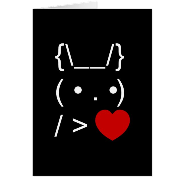 ASCII Texte Art Lapin Lapin Donner Carte Coeur (Devant)