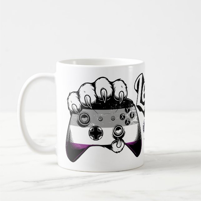 Asexual Pride Level Up Tiger Paw Controller Mug (Gauche)