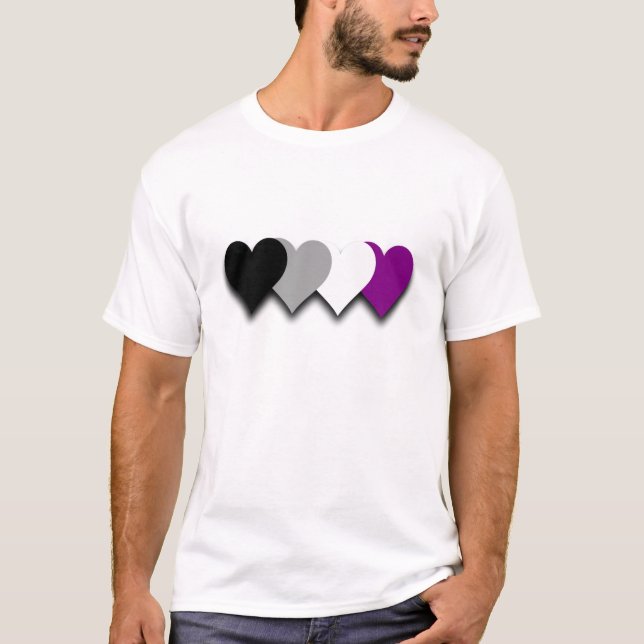 Asexuality pride hearts T-shirt (Devant)