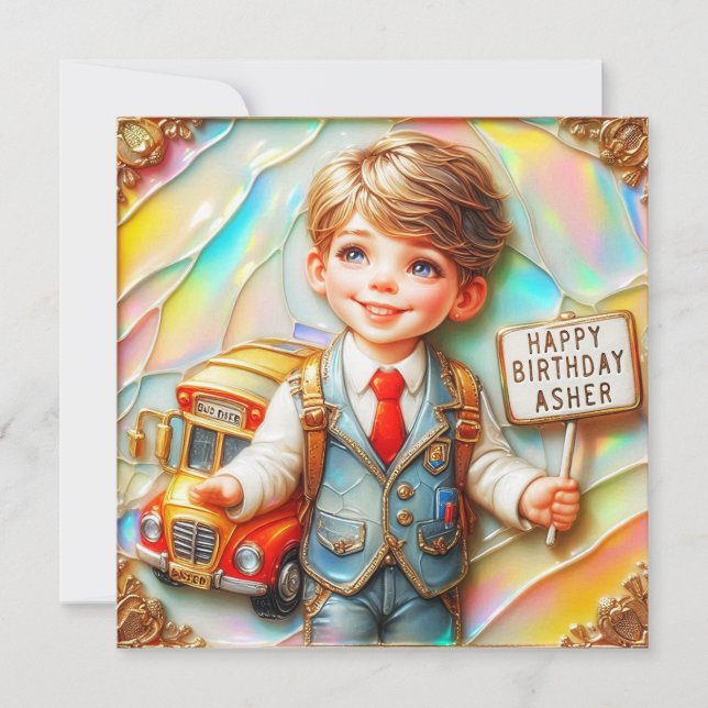 ASHER ~ Carte d'anniversaire ~ Moniteur de franchi (Devant)