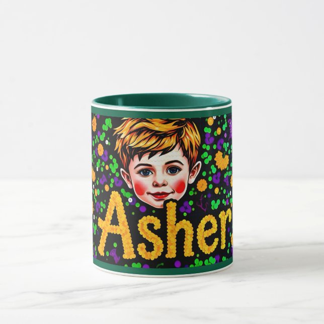 ASHER ~ GLOSSY Sequin Picture ~ Mug (Centre)