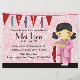 Asian Cutie - Invitation de fête d'anniversaire
