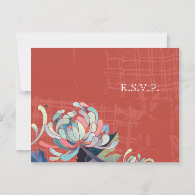 Asiatique Chrysanthemum Red Wedding RSVP (Devant)
