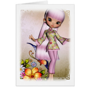 Asiatique Fleurs magnifiques Design 4 carte