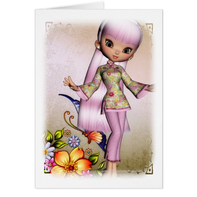 Asiatique Fleurs magnifiques Design 4 carte (Devant)
