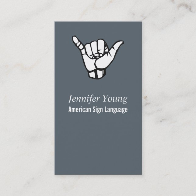 ASL, Carte de visite de langue des signes (Devant)