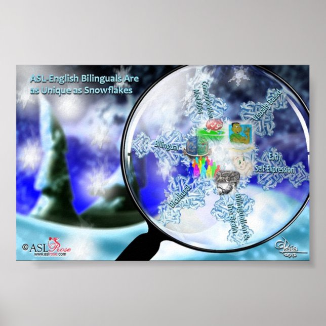 ASL-English Bilinguals - Snowflakes Poster (Devant)
