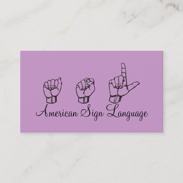 ASL, Langue des Signes, Traducteur, Carte de visit (Devant)