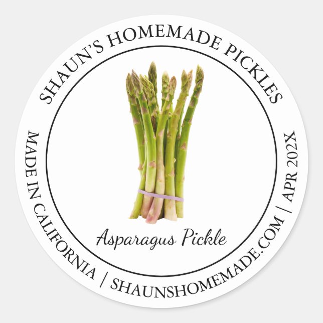 Asparagus Pickle étiquette moderne (Devant)