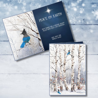 Aspect d'hiver avec carte de Noël Steller Blue Jay