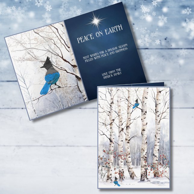 Aspect d'hiver avec carte de Noël Steller Blue Jay (Créateur téléchargé)