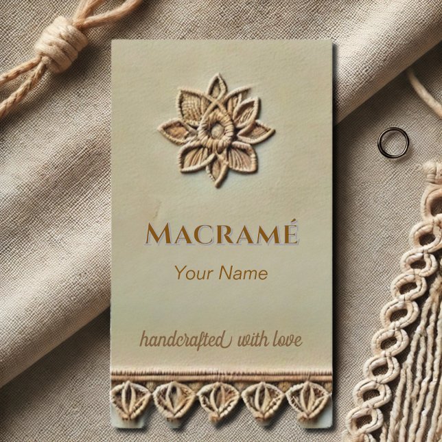 Aspect macramé - Carte de visite beige (Créateur téléchargé)