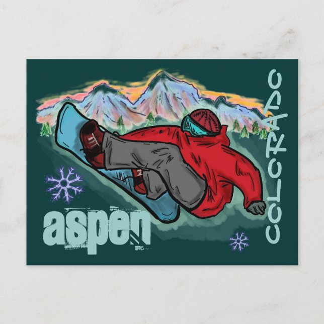 Aspen Colorado snowboarder shire carte postale (Devant)