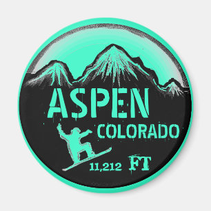 Aspen Colorado vert de mer snowboard art aimant