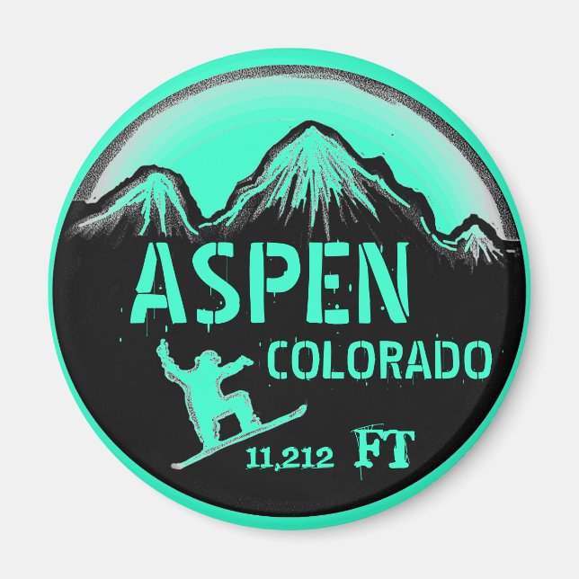 Aspen Colorado vert de mer snowboard art aimant (Devant)