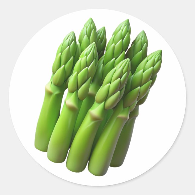 Asperges en plastique 3D - Étiquette rond brillant (Devant)