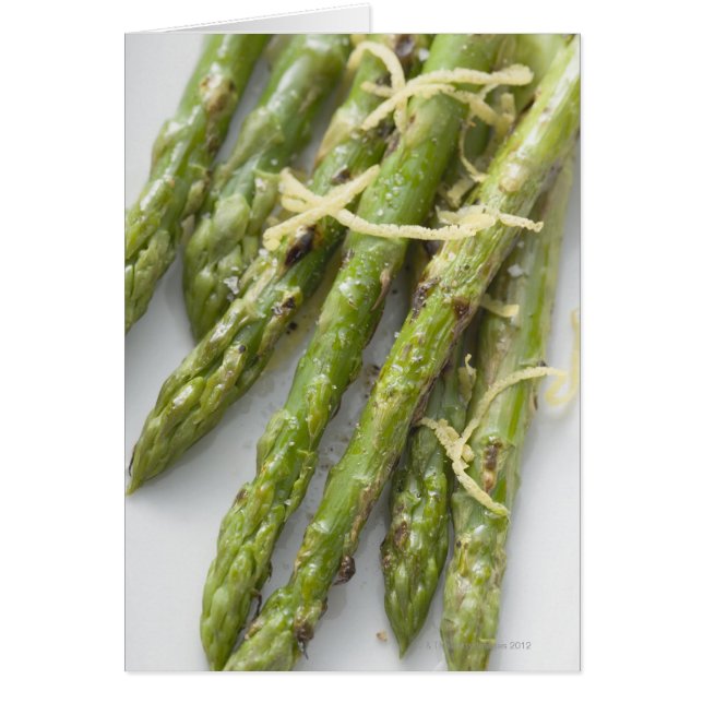 asperges vertes grillées au zeste de citron, (Devant)