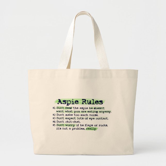 "Aspie ordonne" le sac fourre - tout à toile (Devant)