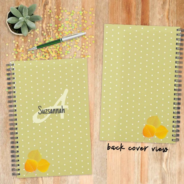 Aspire d'automne Feuilles et Monogramme Polka Moti (This  planner can make a sweet gift or for your needs. It's easy to personalize or remove text. )