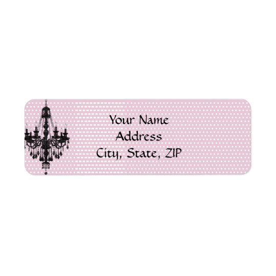 Assez en pois rose avec le lustre noir étiquette d’adresse retour