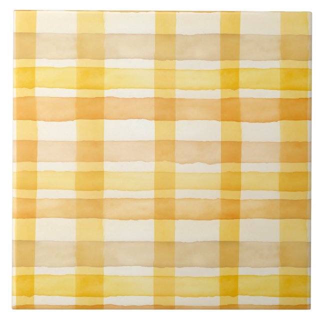 Assez Jaune, Orange Motif de Carreaux à l'Aquarell (Devant)