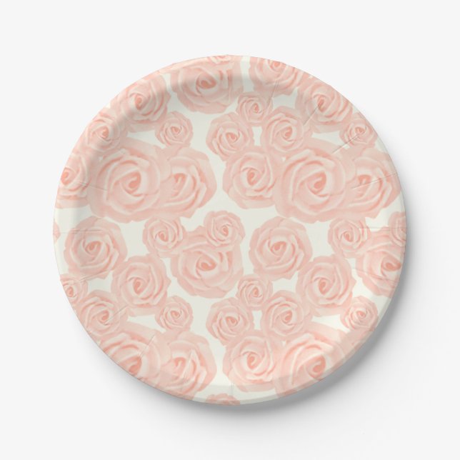 Assiette à dessert rétro avec roses en glaçage pip (Devant)