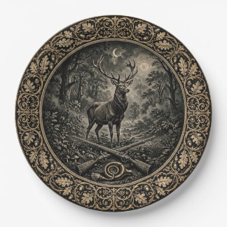 Assiette à dîner de cerf gothique victorien