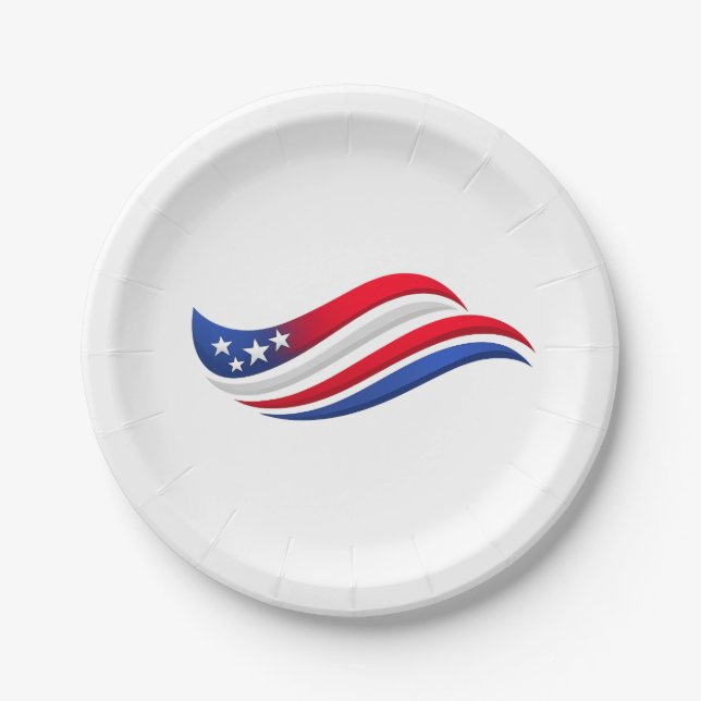 Assiette à drapeau ondulé patriotique | Célébratio (Devant)