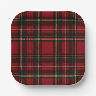 Assiette à motif carreaux tartan rouge classique
