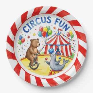 Assiette "Amusement de cirque" Animaux mignons et 