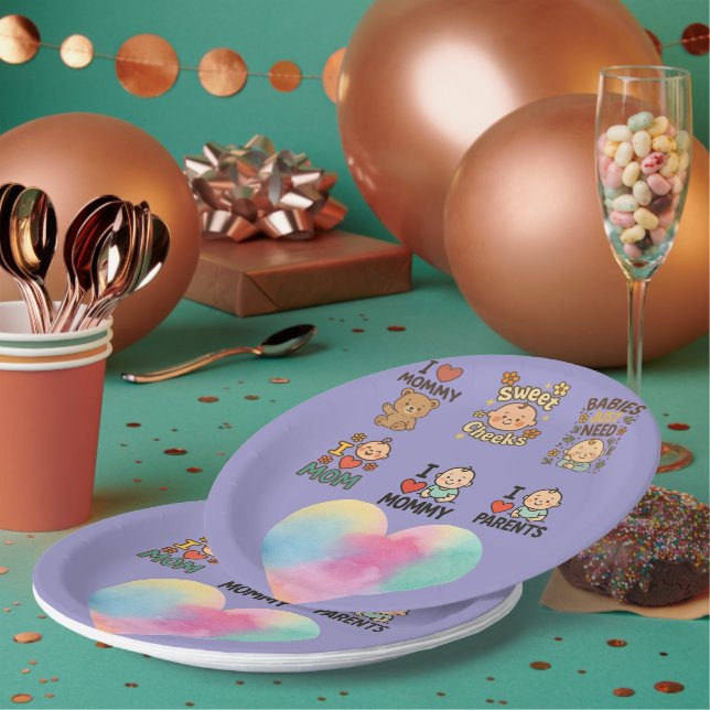 Assiette bébé mignon - J'❤️ Maman et Parents Desig (Multi)