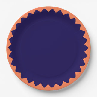 Assiette Bleu marine et Corail