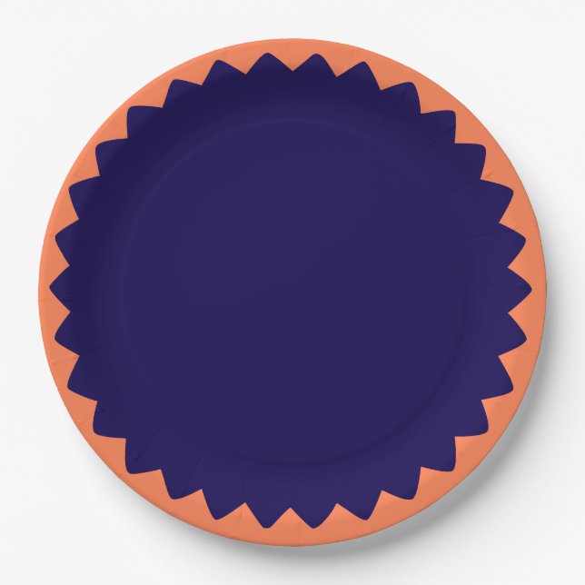 Assiette Bleu marine et Corail (Devant)