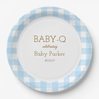 Assiette circulaire bébé Q Gingham bleu 2