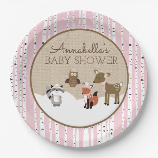Assiette d'animaux des bois d'hiver | Rose